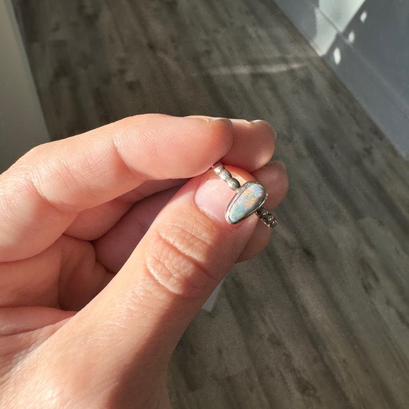 Solid Genuine Opal Ring Custom Made with Red Reflect Size 6 - Picture 4 of 4